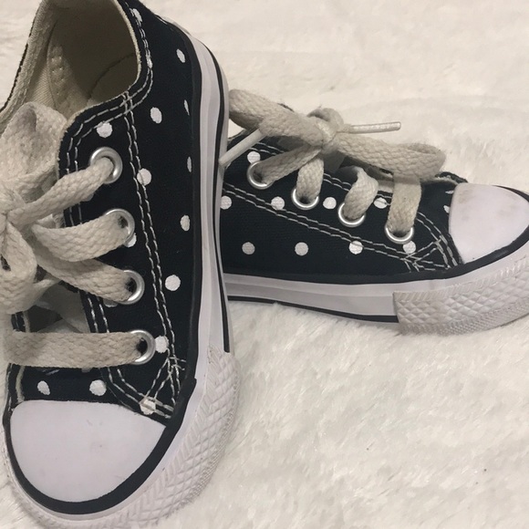 white polka dot converse